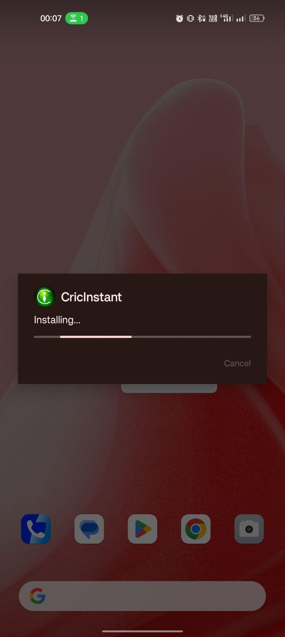 CricInstant apk installing