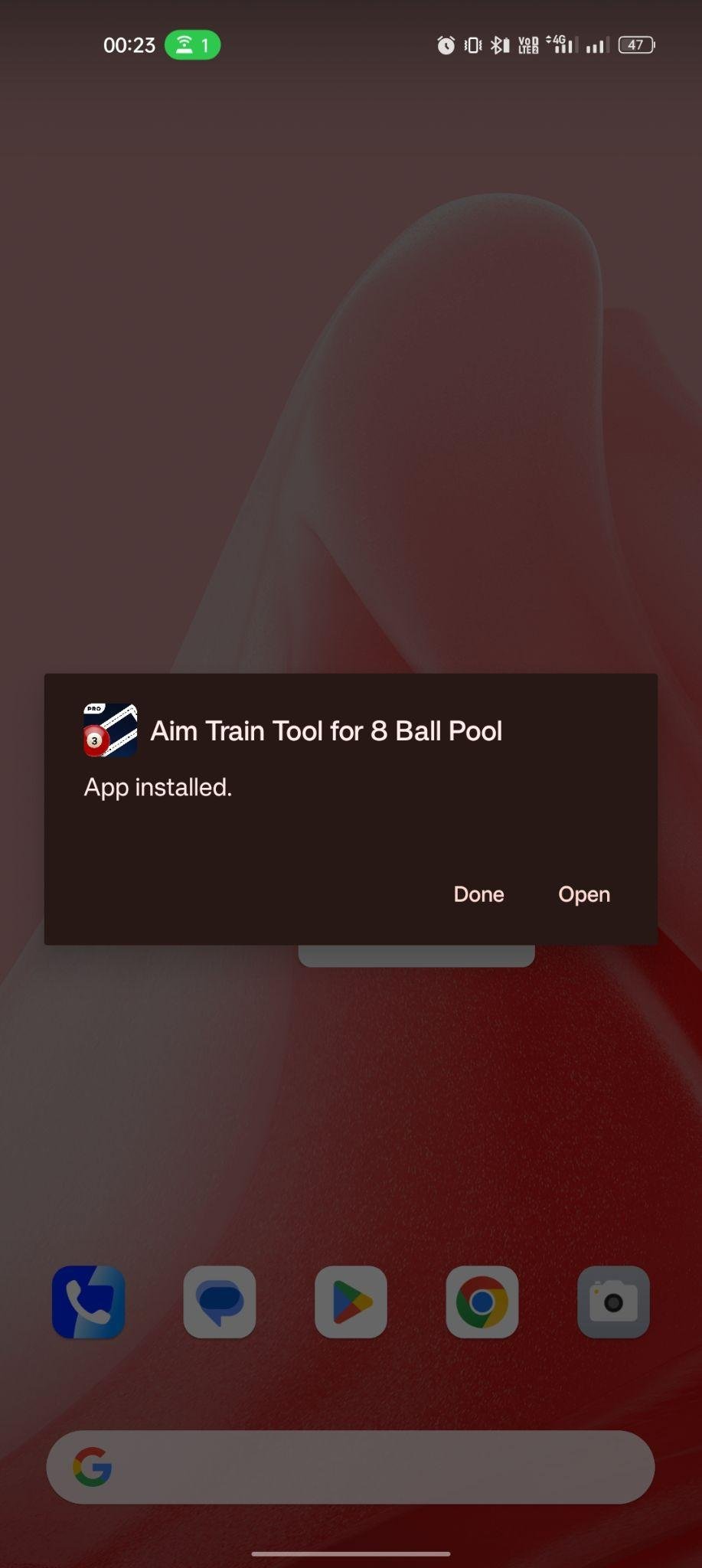 Aim Tool for 8 Ball Pool apk installed
