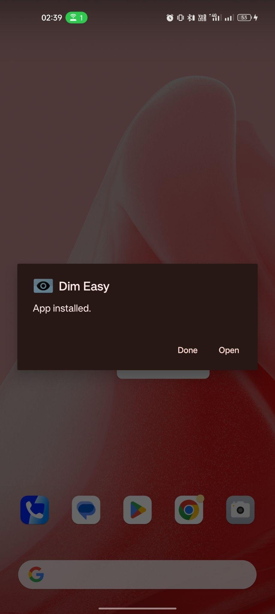 Dim Easy apk installed