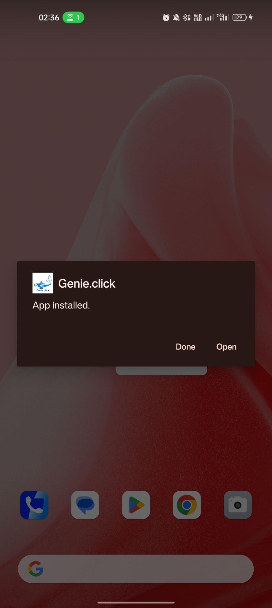 Genie.click apk installed
