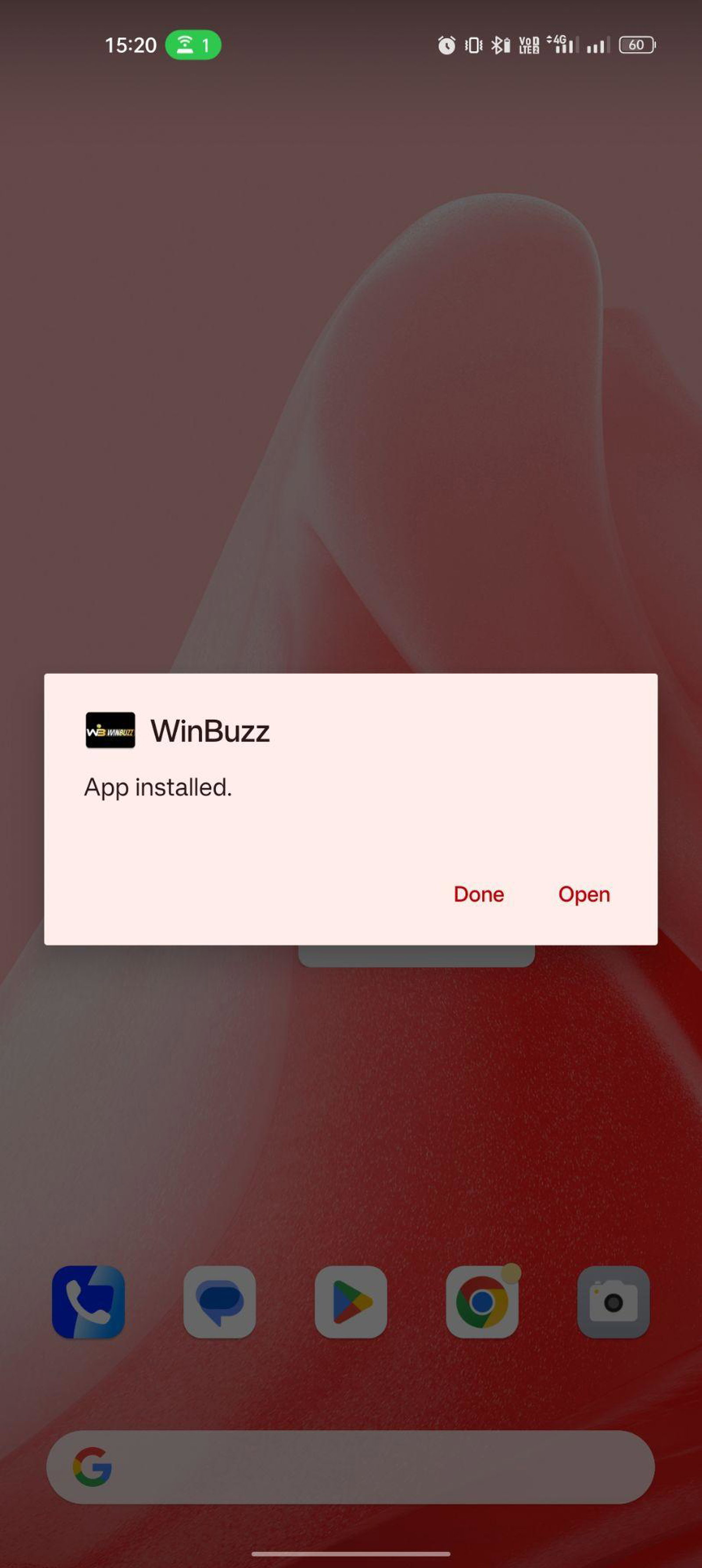 WinBuzz apk installed