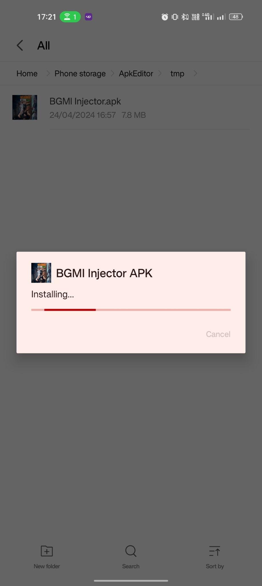 BGMI Injector apk installing