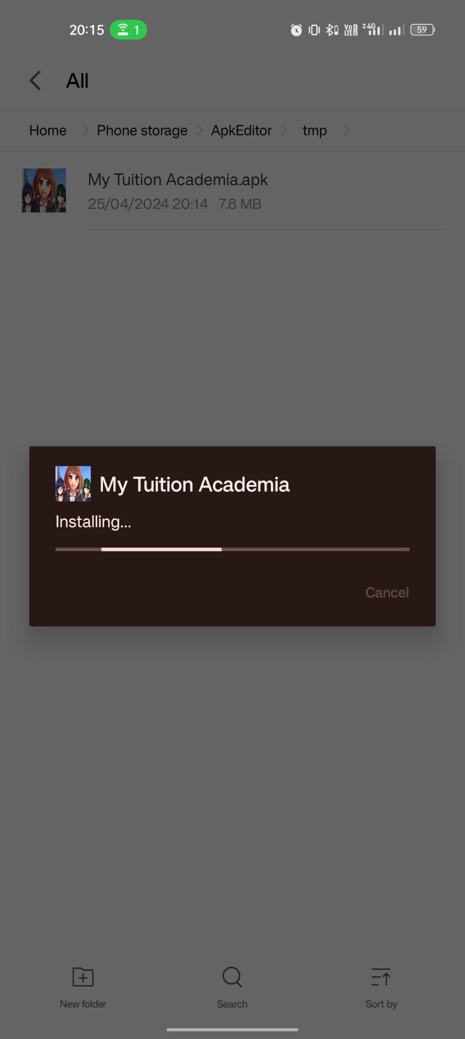 My Tuition Academia apk installing