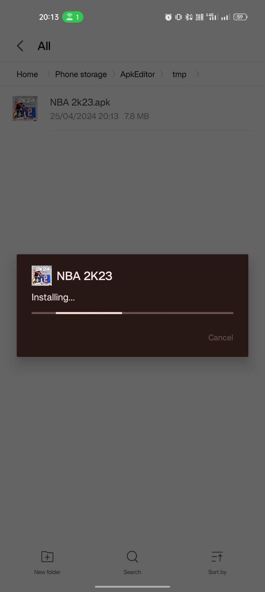 NBA 2K23 apk installing