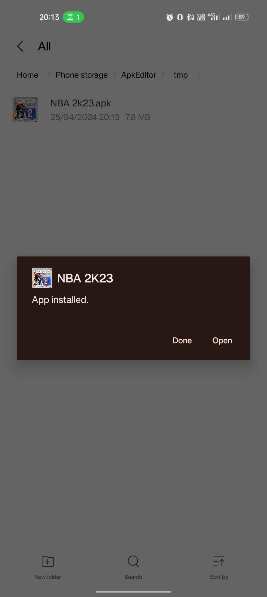 NBA 2K23 apk installed