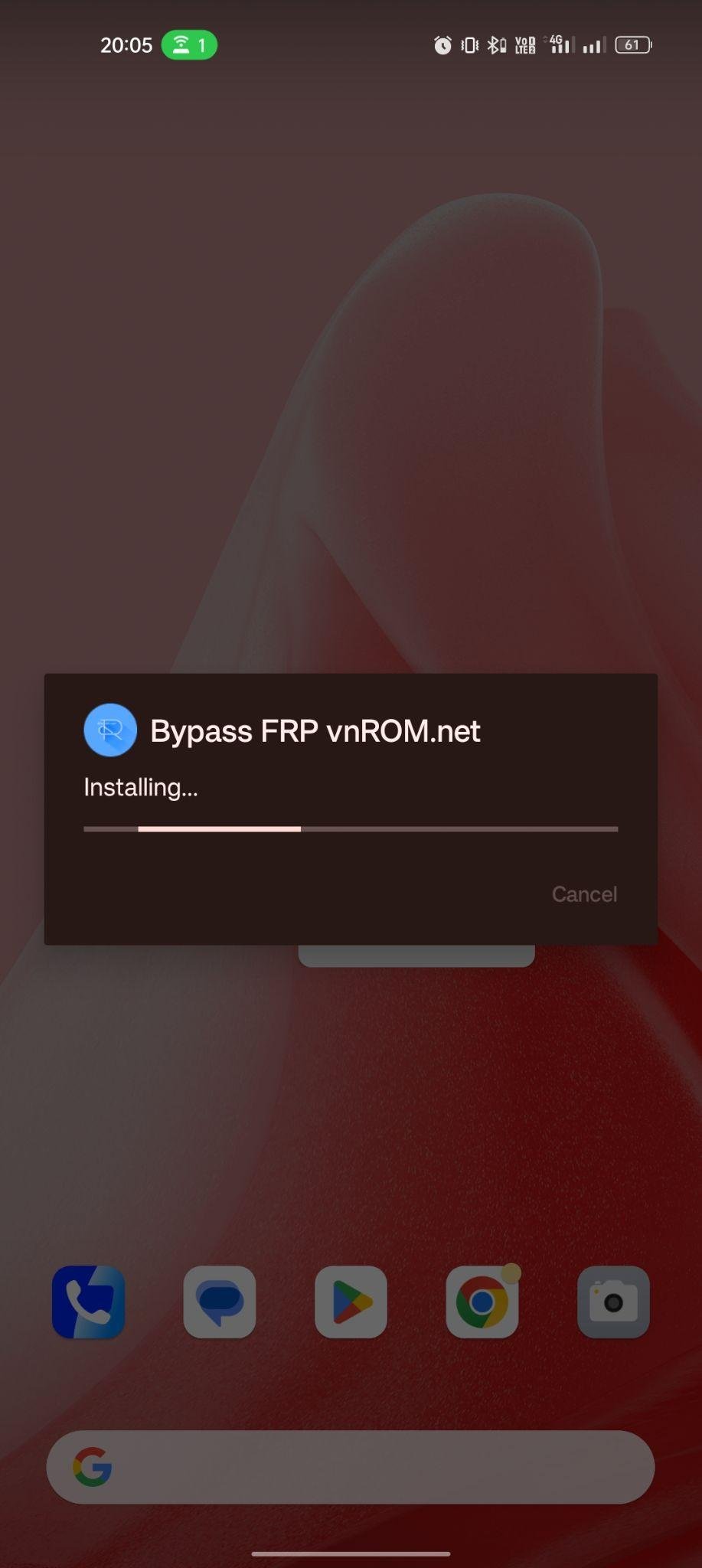 vnROM Bypass FRP apk installing