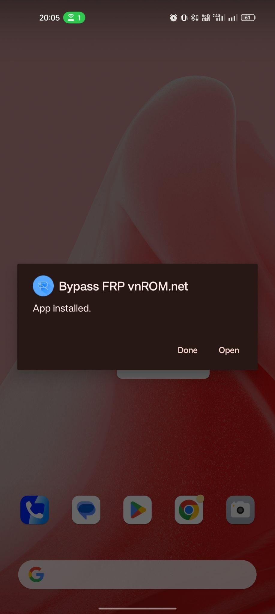 vnROM Bypass FRP apk installed