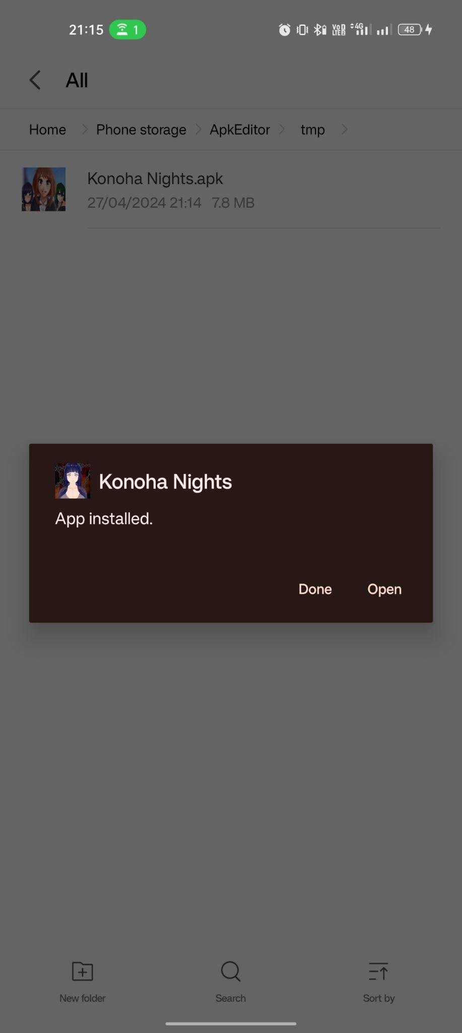 Konoha Nights apk installed
