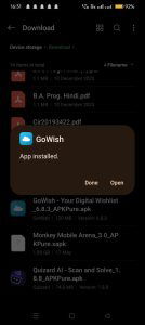 GoWish apk installed