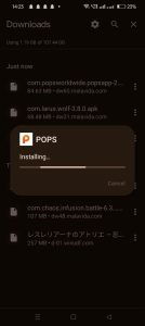POPS apk installing
