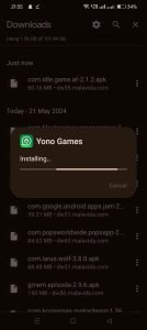 Yono Games apk installing