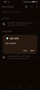 Mix VPN apk installed