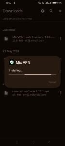 Mix VPN apk installing