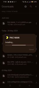 Pac-Man apk installing