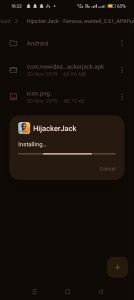 Hijacker Jack apk installing