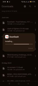 DoorDash apk installing