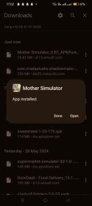 Mother Simulator apk installed