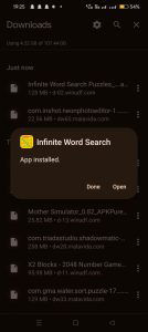 Infinite Word Search Puzzles apk installed