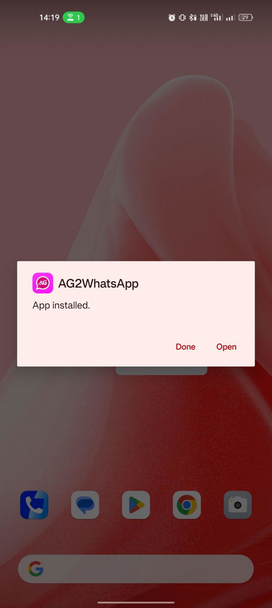 AG2 WhatsApp apk installed
