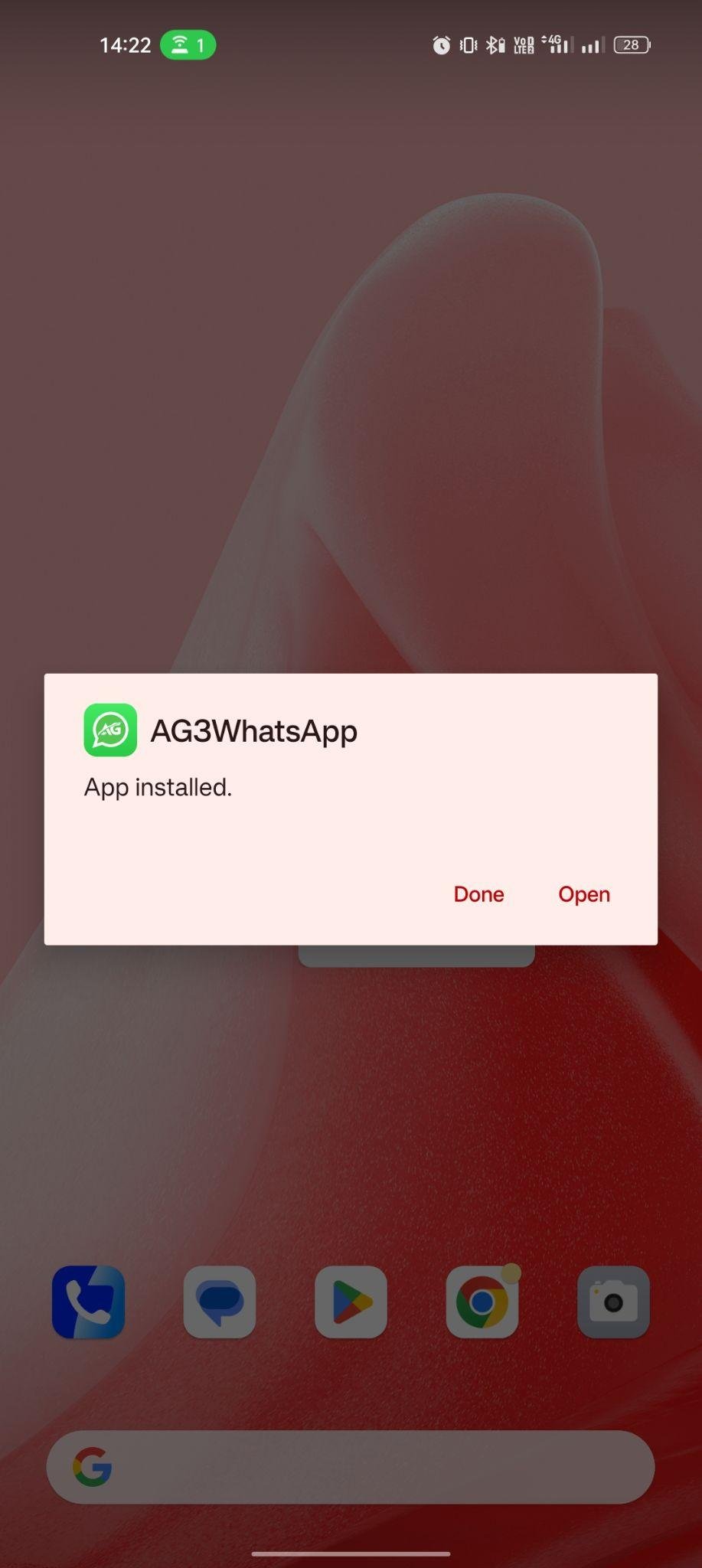AG3 WhatsApp apk installed