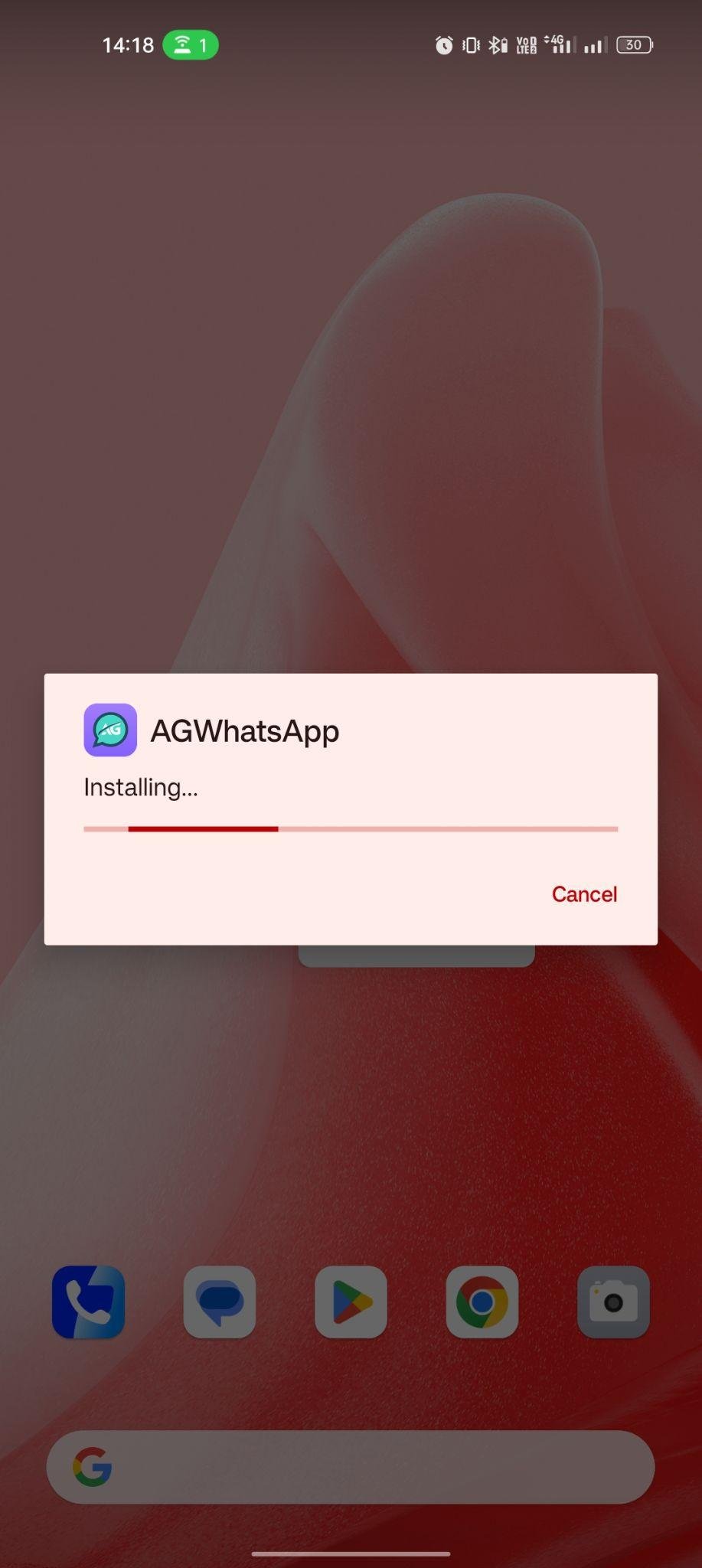 AGWhatsApp apk installing
