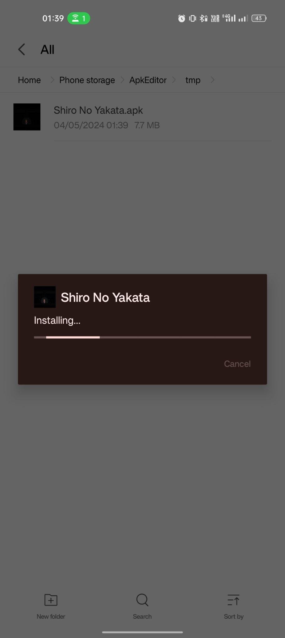 Shiro No Yakata apk installing