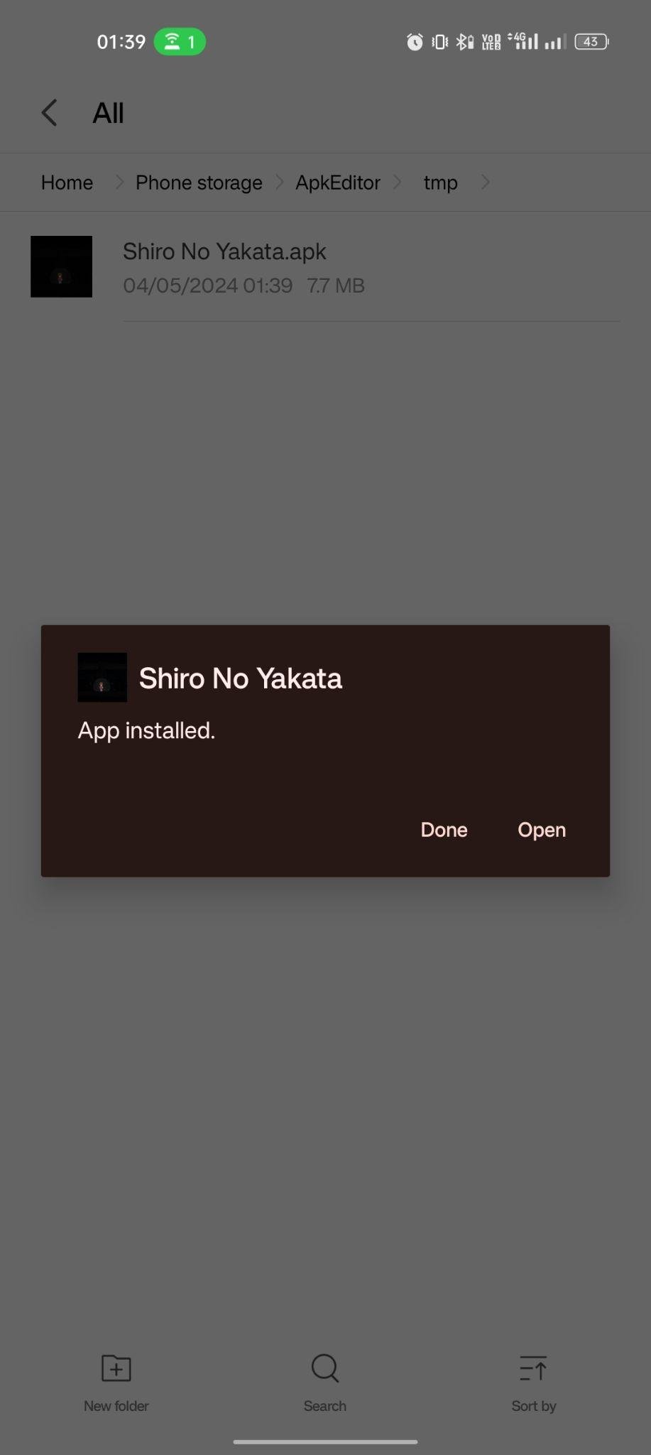 Shiro No Yakata apk installed