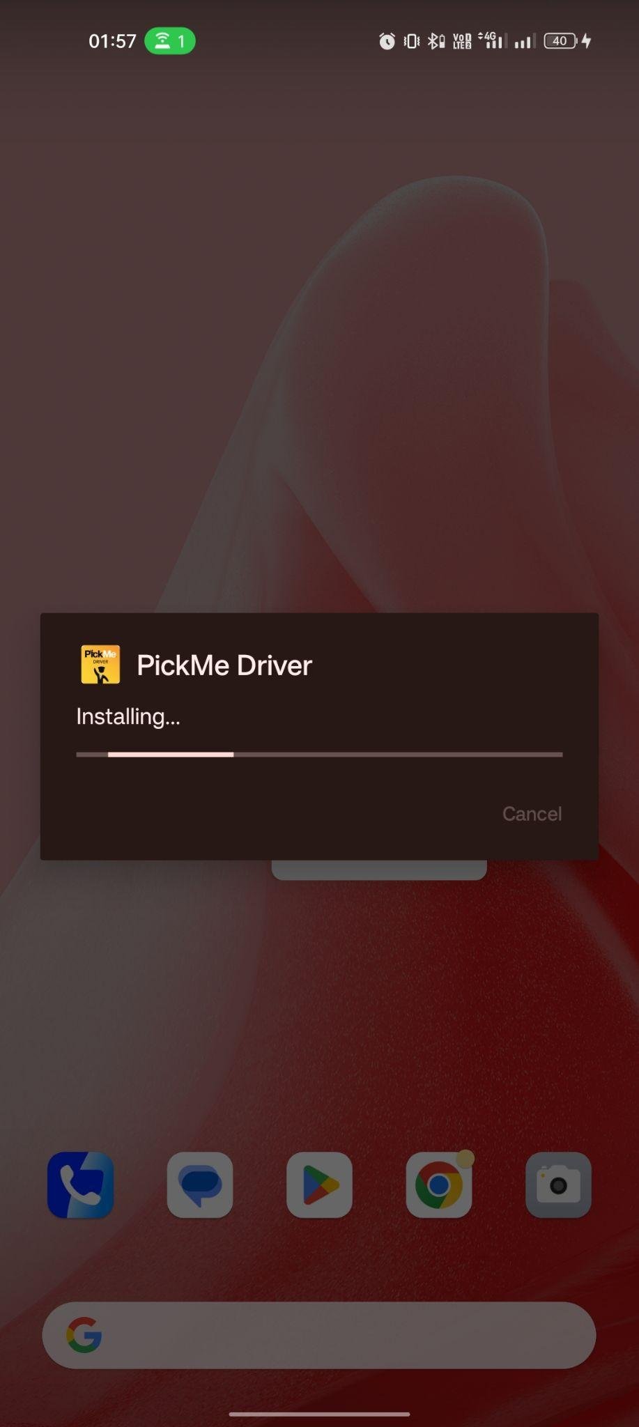 PickMe Driver apk installing