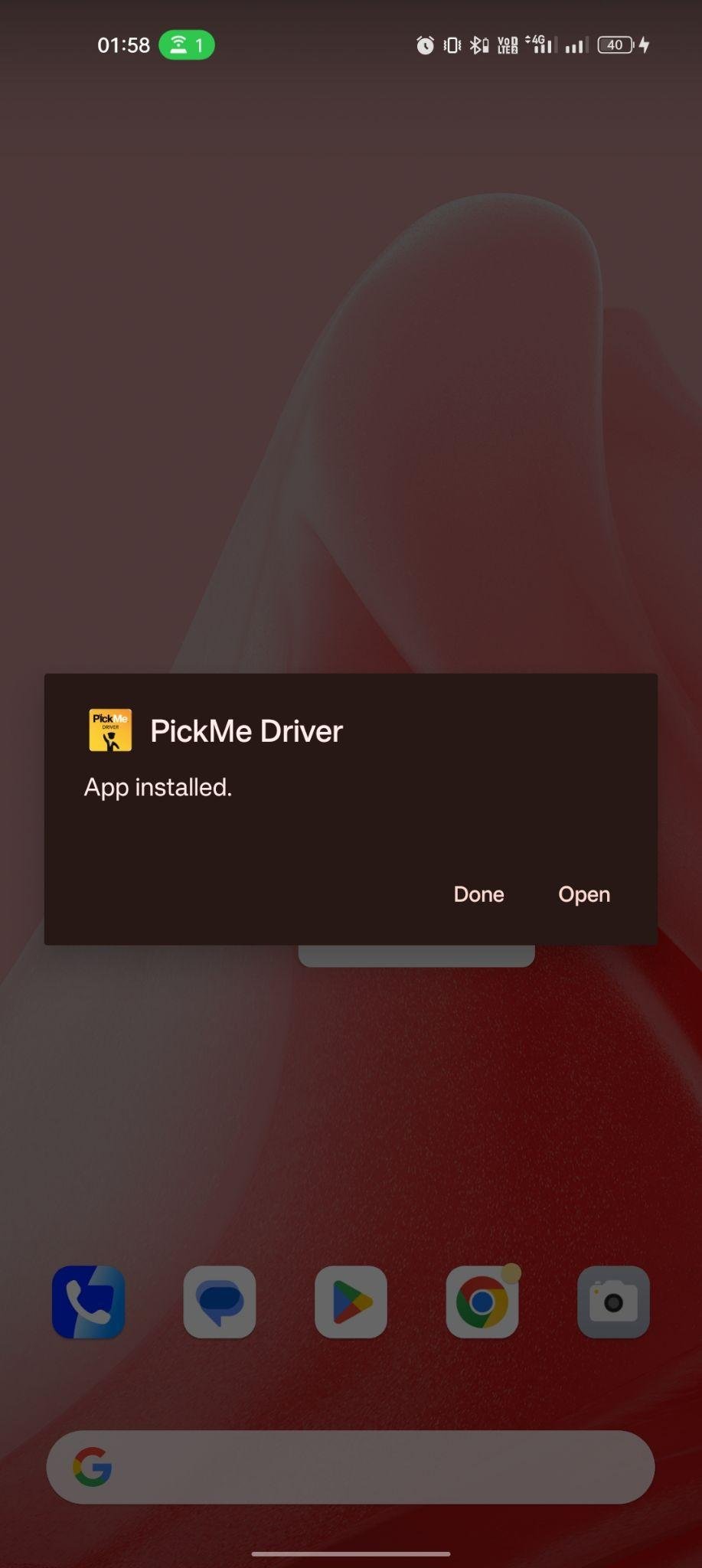 PickMe Driver apk installed