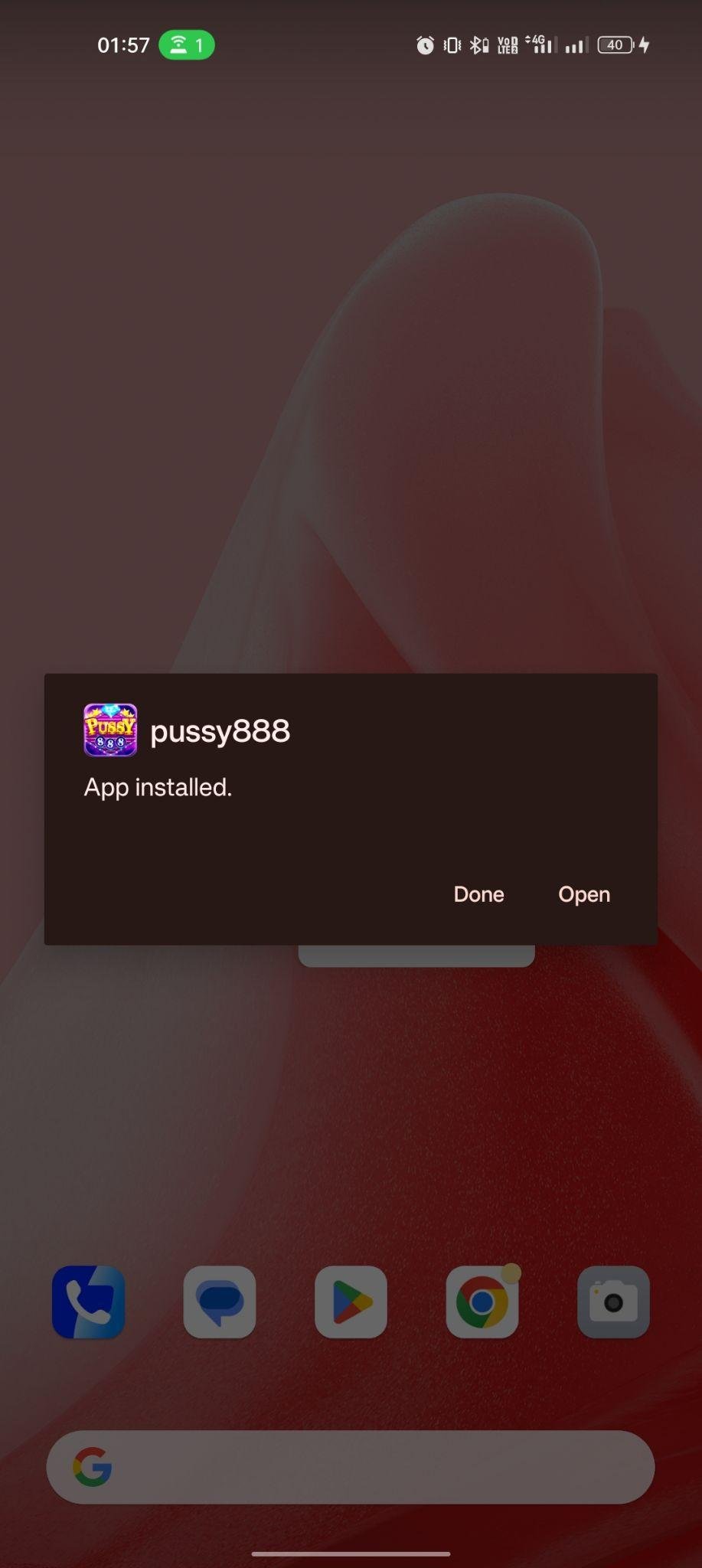 Puss888 apk installed