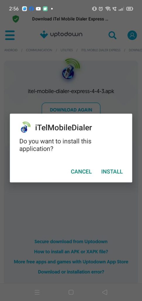 click on install