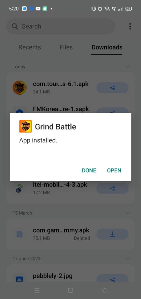 Grind Battle apk installed