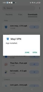 Mayi VPN apk installed