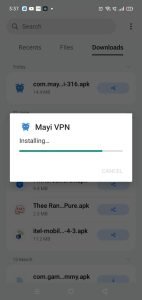 Mayi VPN apk installing
