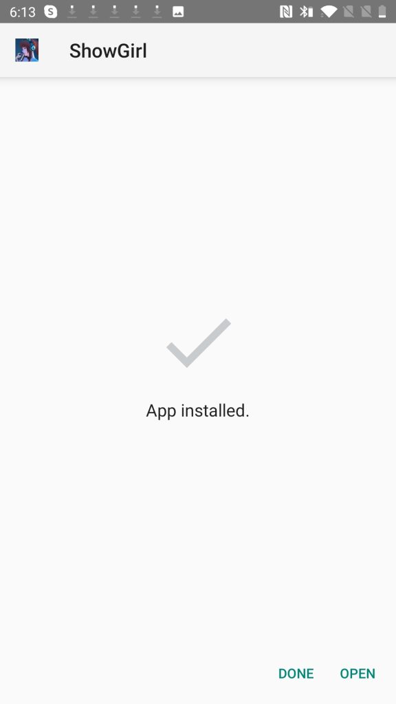 Showgirl App installed