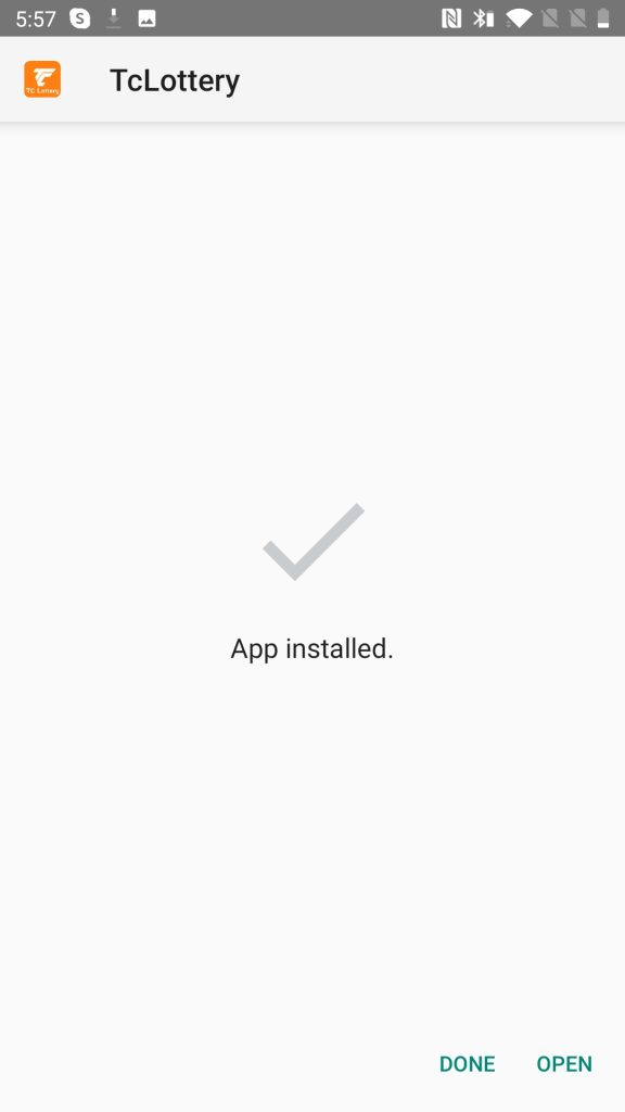 TC Lottery APP installed