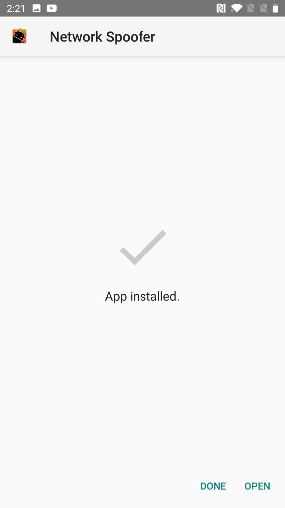 Network Spoofer installed