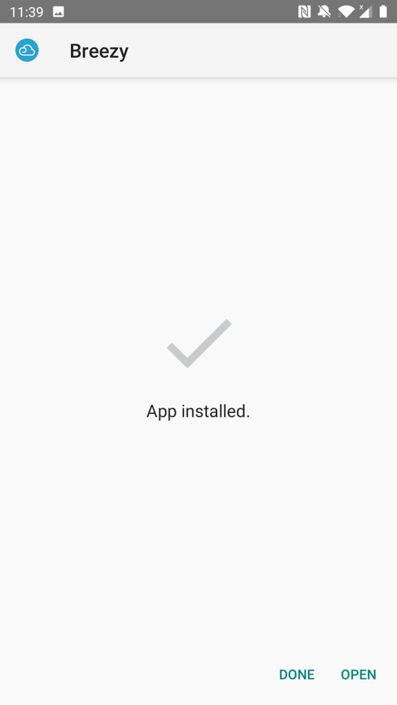 Breezy APK installed