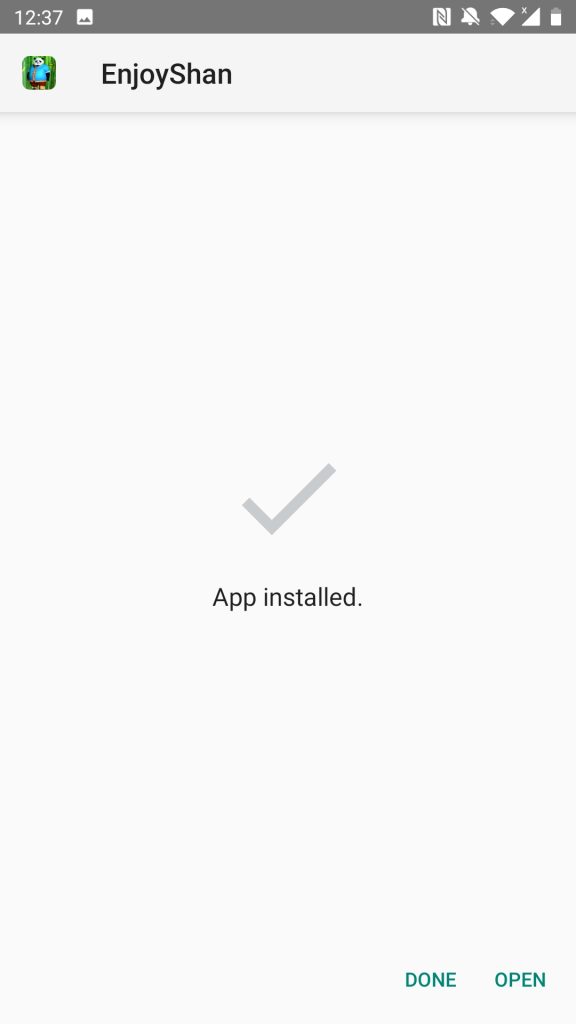 Enjoy Shan APK installed