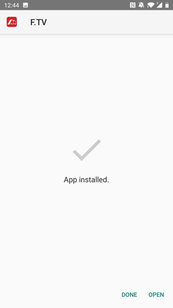 F.Tv APK installed