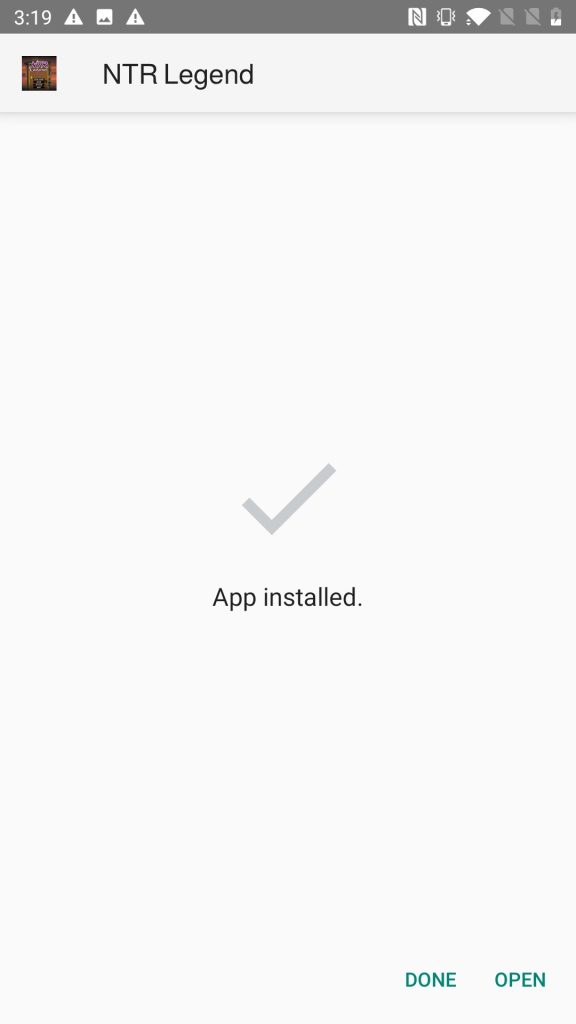 NTR Legend APK installed