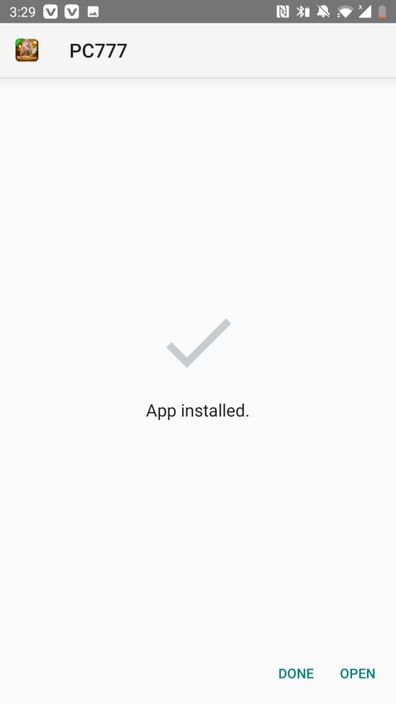 PC777 APK installed