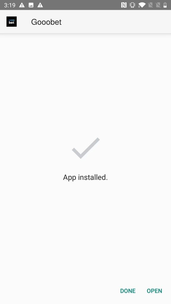 Gooobet APK installed