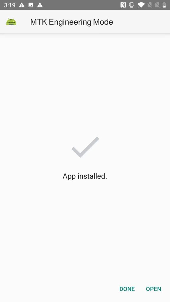 MTK Engineering Mode APK installed