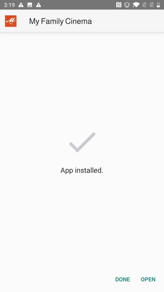 My Family Cinema APK installed