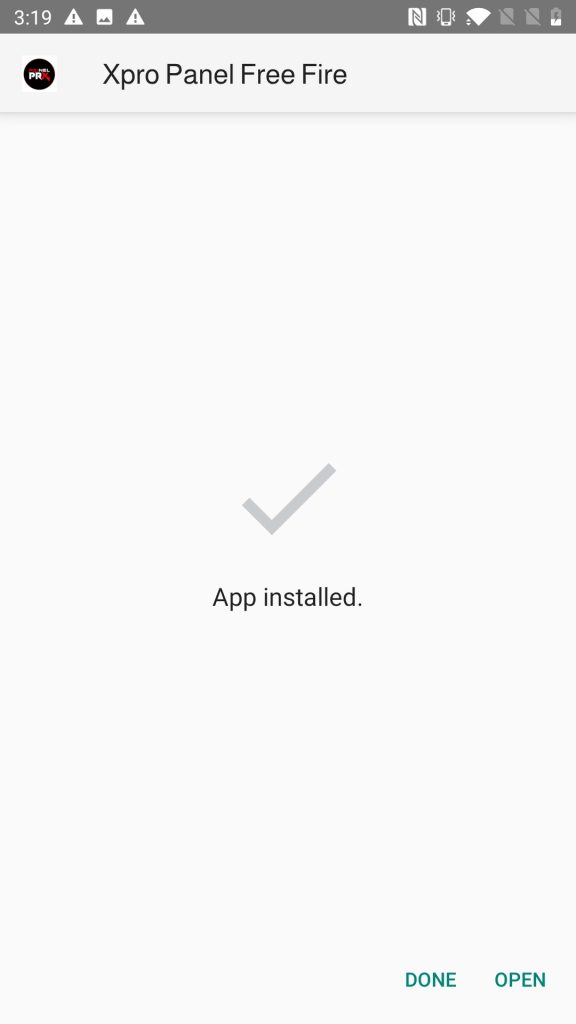 Xpro Panel Free Fire APK installed