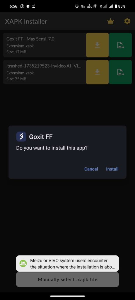 install Goxit FF APK