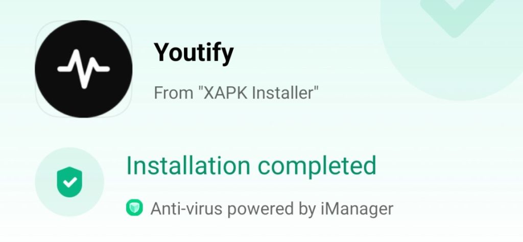 Youtify APK installed