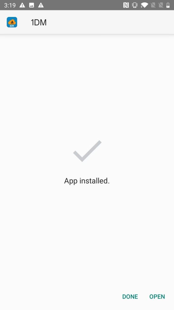 1DM APK installed