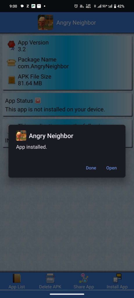 Angry Neighbor APK installed